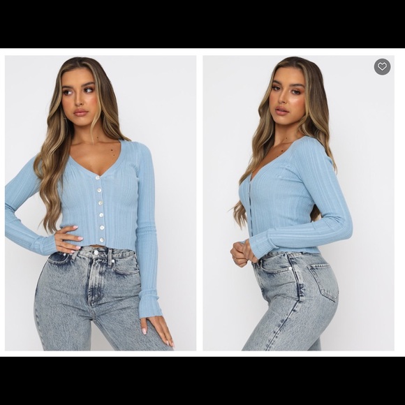 White Fox Boutique Long Sleeve Ribbed Crop Top - Picture 2 of 4